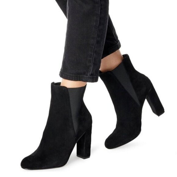 Steve Madden Effect Black Suede Leather Almond Toe Pull-on Ankle Boots Booties 7 - Picture 16 of 16